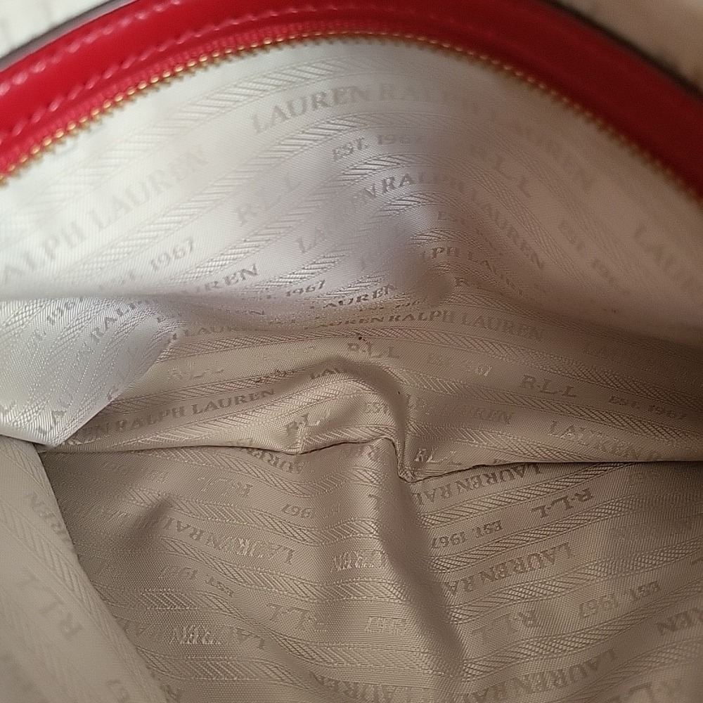 VINTAGE Ralph‎ Lauren Red Initial Logo Pattern Purse - Picture 15 of 16